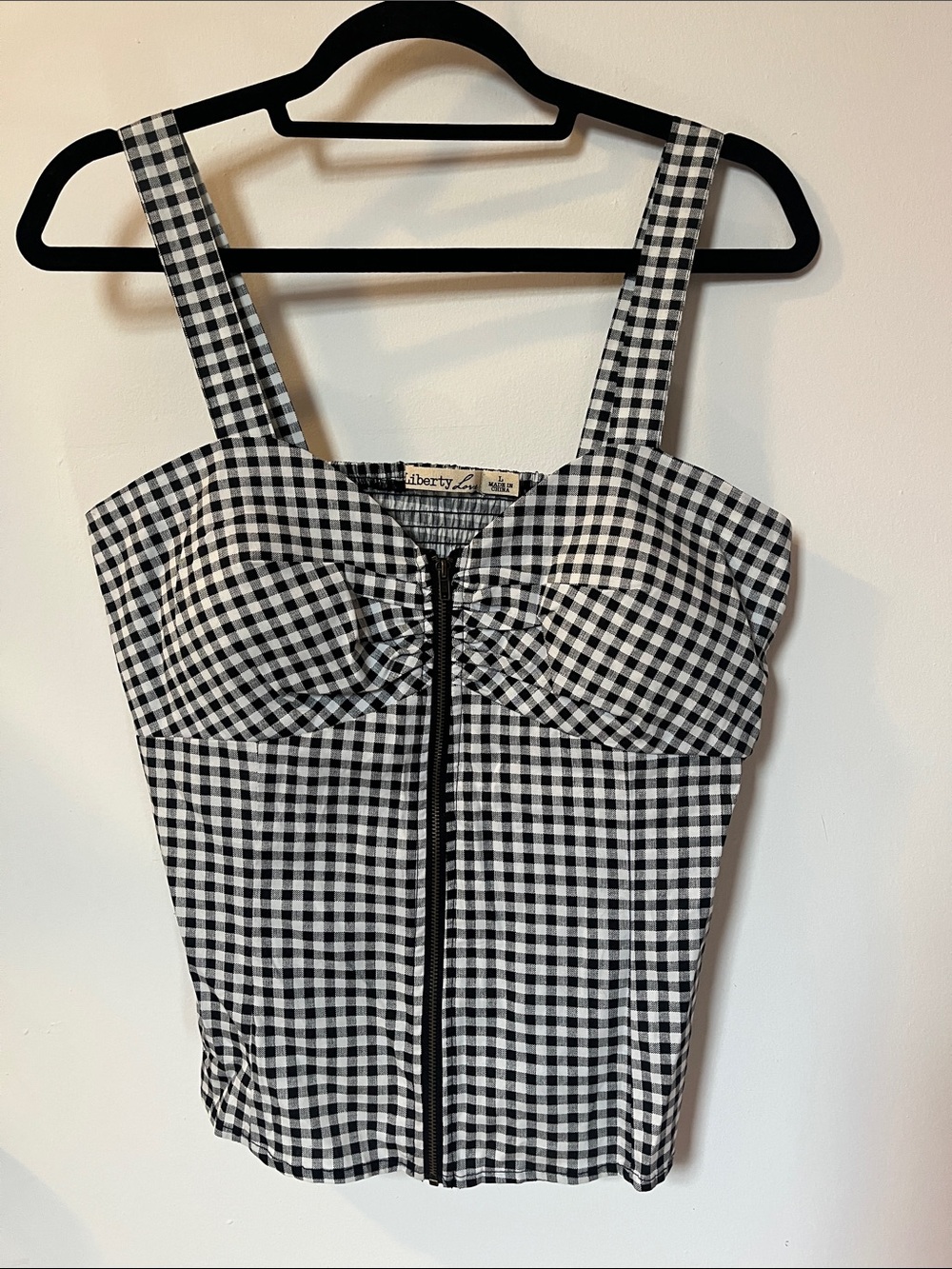NWT Black & White Gingham Bustier Top